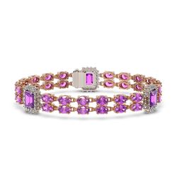 14.81 ctw Amethyst & Diamond Bracelet 14K Rose Gold - REF-232K2Y