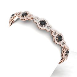 12 ctw Black & White Diamond Bracelet 18K Rose Gold - REF-501G2W
