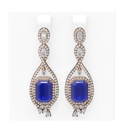 15.58 ctw Sapphire & Diamond Earrings 18K Rose Gold - REF-527G3W