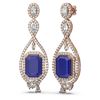 Image 2 : 15.58 ctw Sapphire & Diamond Earrings 18K Rose Gold - REF-527G3W