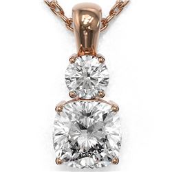 1.25 ctw Cushion Cut Diamond Designer Necklace 18K Rose Gold - REF-309F2M
