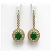 Image 1 : 9.25 ctw Certified Emerald & Diamond Victorian Earrings 14K Yellow Gold - REF-256F2M