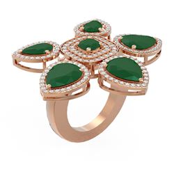 15.43 ctw Emerald Diamond Ring 18K Rose Gold - REF-436R4K