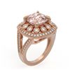 Image 2 : 5.82 ctw Certified Morganite & Diamond Victorian Ring 14K Rose Gold - REF-212M4G