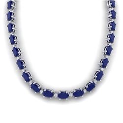 71.85 ctw Sapphire & VS/SI Diamond Eternity Necklace 10k White Gold - REF-563N6F