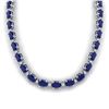 Image 1 : 71.85 ctw Sapphire & VS/SI Diamond Eternity Necklace 10k White Gold - REF-563N6F