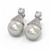 Image 3 : 2.86 ctw Diamond & Pearl Earrings 18K White Gold - REF-248G9W