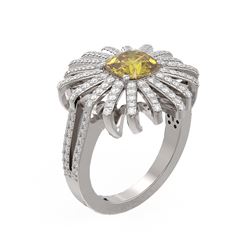2.75 ctw Canary Citrine & Diamond Ring 18K White Gold - REF-173Y8X