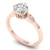 Image 2 : 1.05 ctw Certified VS/SI Diamond Art Deco Ring 14k Rose Gold - REF-295R6K