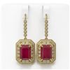 Image 1 : 23.79 ctw Certified Ruby & Diamond Victorian Earrings 14K Yellow Gold - REF-481F6M