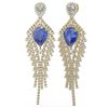 Image 2 : 10.22 ctw Tanzanite & Diamond Earrings 18K Yellow Gold - REF-709K3Y