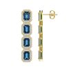 Image 2 : 12.02 ctw London Topaz & Diamond Micro Pave Halo Earrings 10k Yellow Gold - REF-152F2M