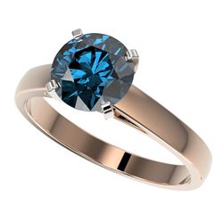 2.04 ctw Certified Intense Blue Diamond Engagment Ring 10k Rose Gold - REF-331Y4X