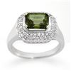 Image 1 : 2.40 ctw Green Tourmaline & Diamond Ring 14k White Gold - REF-81F8M