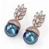 Image 1 : 5.78 ctw Marquise Diamond & Pearl Earrings 18K Rose Gold - REF-565A6N