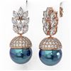 Image 3 : 5.78 ctw Marquise Diamond & Pearl Earrings 18K Rose Gold - REF-565A6N