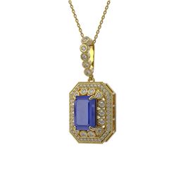 7.18 ctw Sapphire & Diamond Victorian Necklace 14K Yellow Gold - REF-172X8A