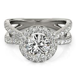 1.76 ctw Certified VS/SI Diamond Halo Ring 18k White Gold - REF-187W6H