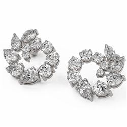 5.31 ctw Mix cut Diamonds Designer Earrings 18K White Gold - REF-739Y8X