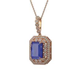 11.99 ctw Sapphire & Diamond Victorian Necklace 14K Rose Gold - REF-239K8Y
