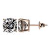 Image 2 : 2.50 ctw VS/SI Quality Cushion Diamond Stud Earrings 10k Rose Gold - REF-601X4A