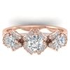 Image 1 : 2 ctw VS/SI Diamond Art Deco 3 Stone Ring 14k Rose Gold - REF-200H5R