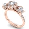 Image 2 : 2 ctw VS/SI Diamond Art Deco 3 Stone Ring 14k Rose Gold - REF-200H5R
