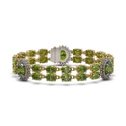 30.69 ctw Tourmaline & Diamond Bracelet 14K Yellow Gold - REF-286A5N