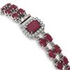 Image 3 : 19.49 ctw Ruby & Diamond Bracelet 14K White Gold - REF-269A3N