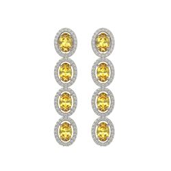 5.4 ctw Fancy Citrine & Diamond Micro Pave Halo Earrings 10k White Gold - REF-143G6W