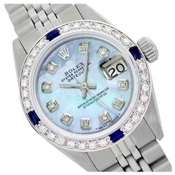 Rolex Men's Stainless Steel, QuickSet, Diam Dial & Diam/Sapphire Bezel - REF-521T2K