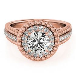 1.15 ctw Certified VS/SI Diamond Halo Ring 18k Rose Gold - REF-163F2M
