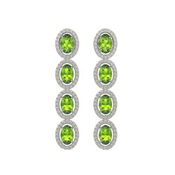 5.88 ctw Peridot & Diamond Micro Pave Halo Earrings 10k White Gold - REF-143H6R