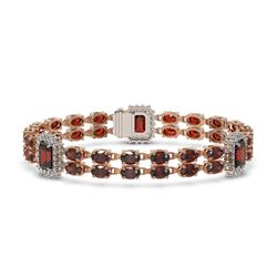 15.75 ctw Garnet & Diamond Bracelet 14K Rose Gold - REF-232W5H