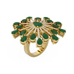 11.74 ctw Emerald & Diamond Ring 18K Yellow Gold - REF-432H8R