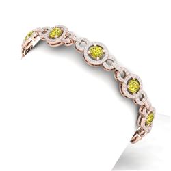 9 ctw SI/I Fancy Yellow Diamond Bracelet 18K Rose Gold - REF-975A2N