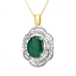 4.60 ctw Emerald & Diamond Pendant 14k Yellow Gold - REF-161R8K