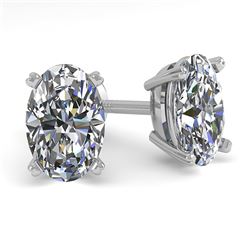 1.0 ctw Oval Cut VS/SI Diamond Stud Designer Earrings 14k White Gold - REF-121G5W