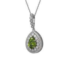 4.97 ctw Tourmaline & Diamond Victorian Necklace 14K White Gold - REF-164W2H