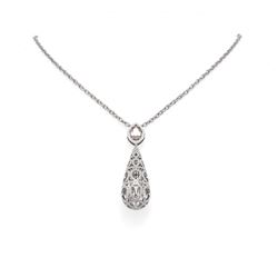 3.35 ctw Morganite & Diamond Necklace 18K White Gold - REF-340A2N
