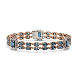 17.98 ctw London Topaz & Diamond Bracelet 14K Rose Gold - REF-248W2H