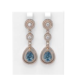 8.52 ctw Blue Topaz & Diamond Earrings 18K Rose Gold - REF-345R3K