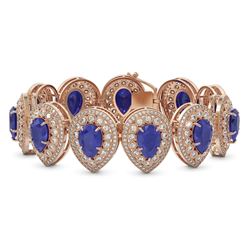 56.04 ctw Sapphire & Diamond Victorian Bracelet 14K Rose Gold - REF-1418Y2X