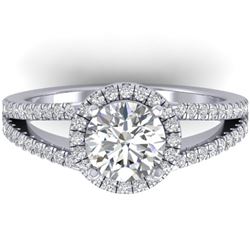 2 ctw Certified VS/SI Diamond Solitaire Micro Halo Ring 14k White Gold - REF-448A2N