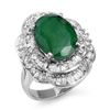 Image 1 : 7.04 ctw Emerald & Diamond Ring 18k White Gold - REF-179G3W