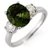 Image 1 : 3.25 ctw Green Tourmaline & Diamond Ring 14k White Gold - REF-143G6W