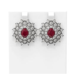 9.28 ctw Ruby & Diamond Earrings 18K White Gold - REF-302Y9X