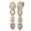Image 2 : 7.56 ctw Morganite & Diamond Earrings 18K Yellow Gold - REF-709A3N