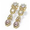 Image 3 : 7.56 ctw Morganite & Diamond Earrings 18K Yellow Gold - REF-709A3N
