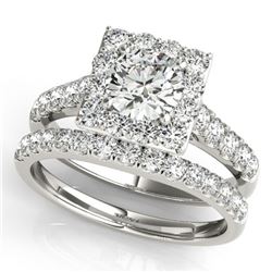 2.79 ctw Certified VS/SI Diamond 2pc Wedding Set Halo 14k White Gold - REF-531K8Y